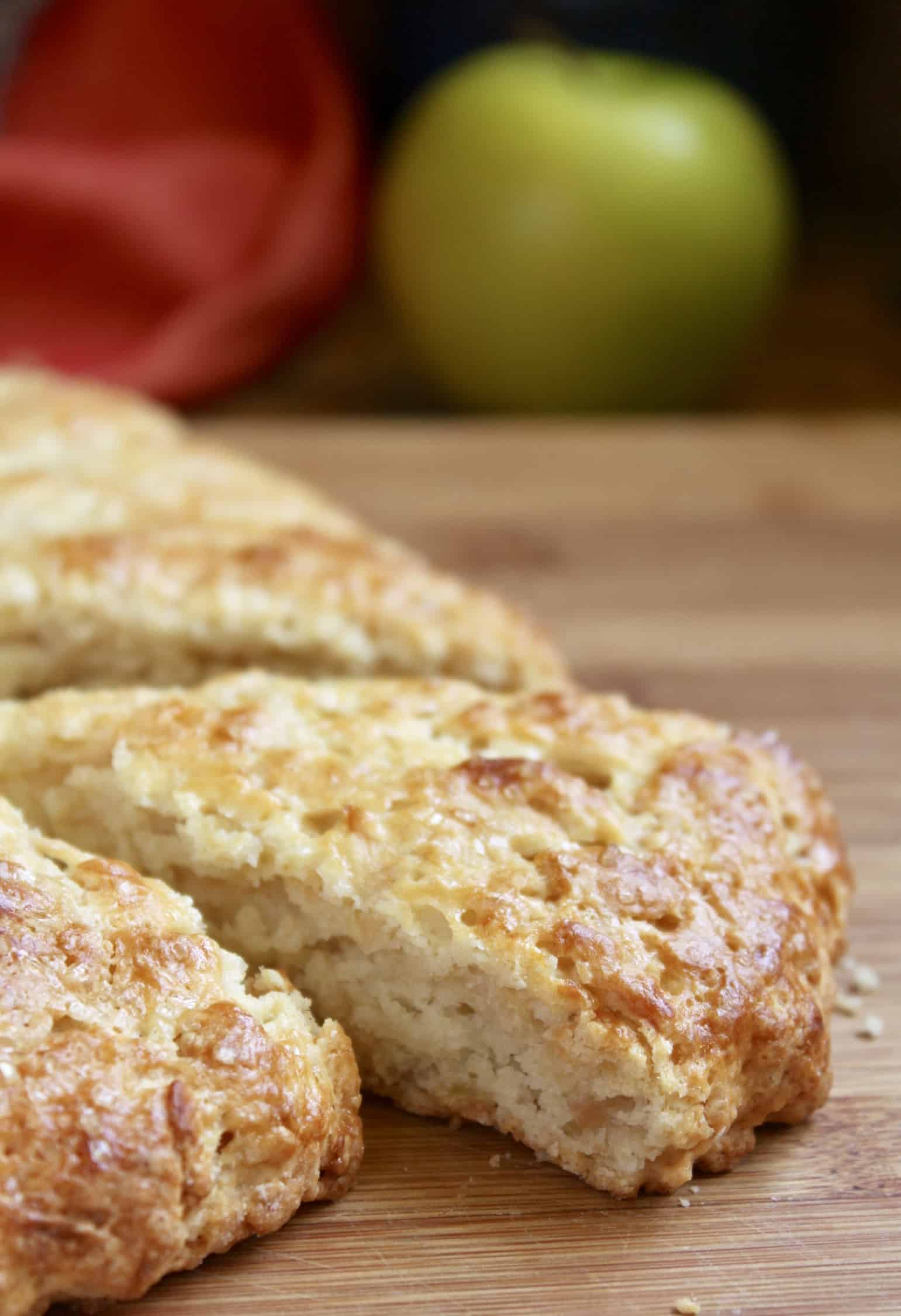 apple scones on a board