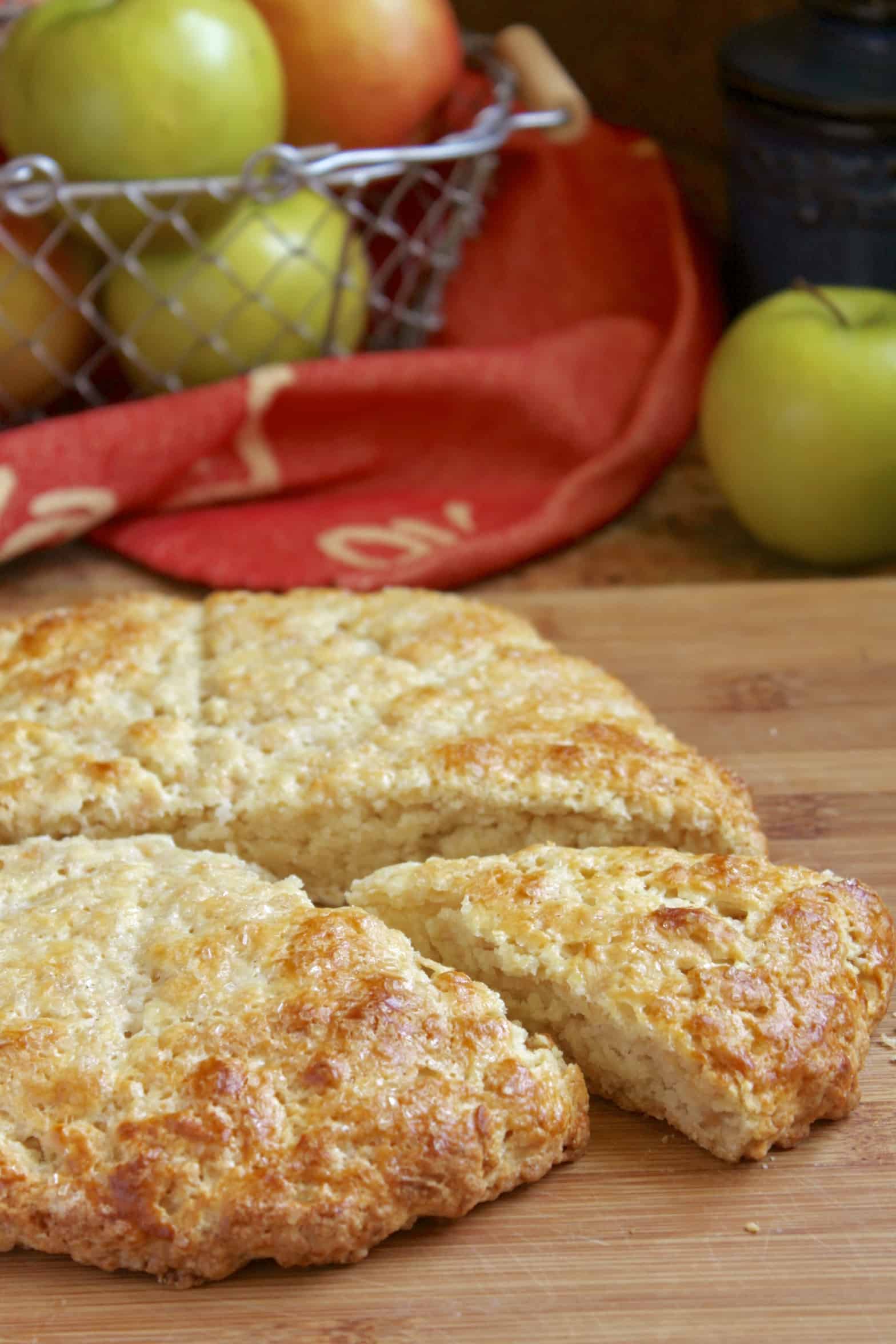 apple scones with apples in background
