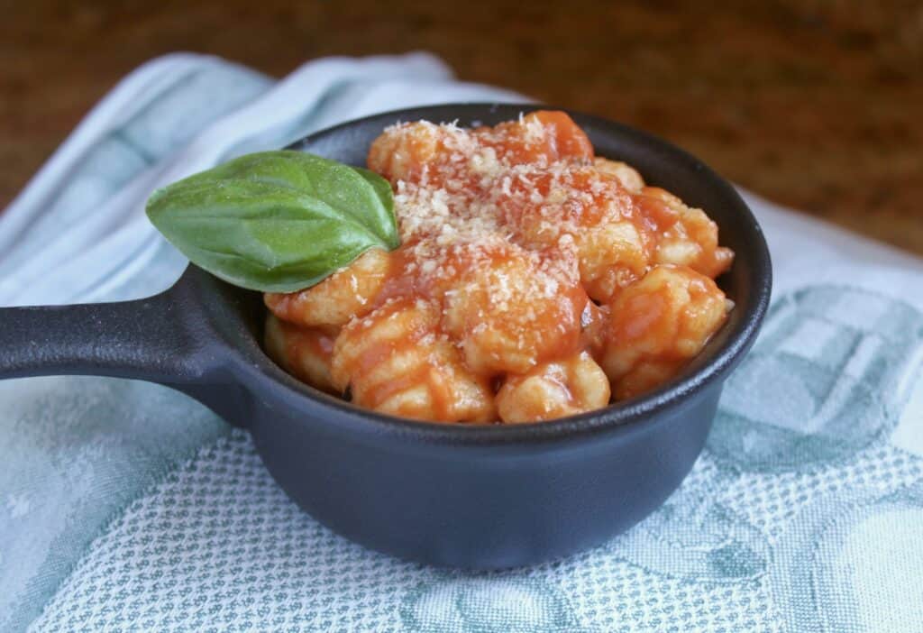 Potato gnocchi in a ramekin