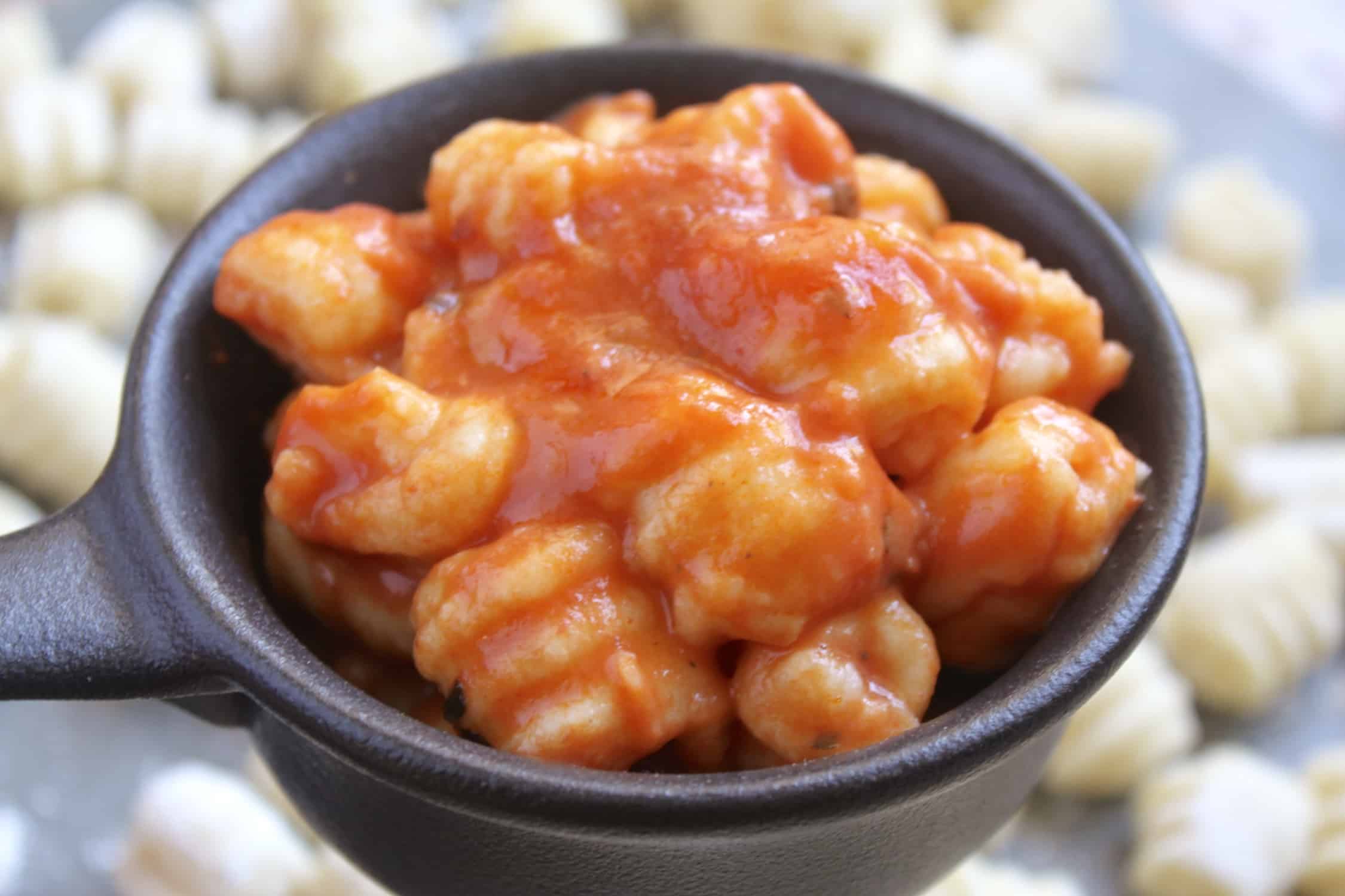 potato gnocchi in a ramekin