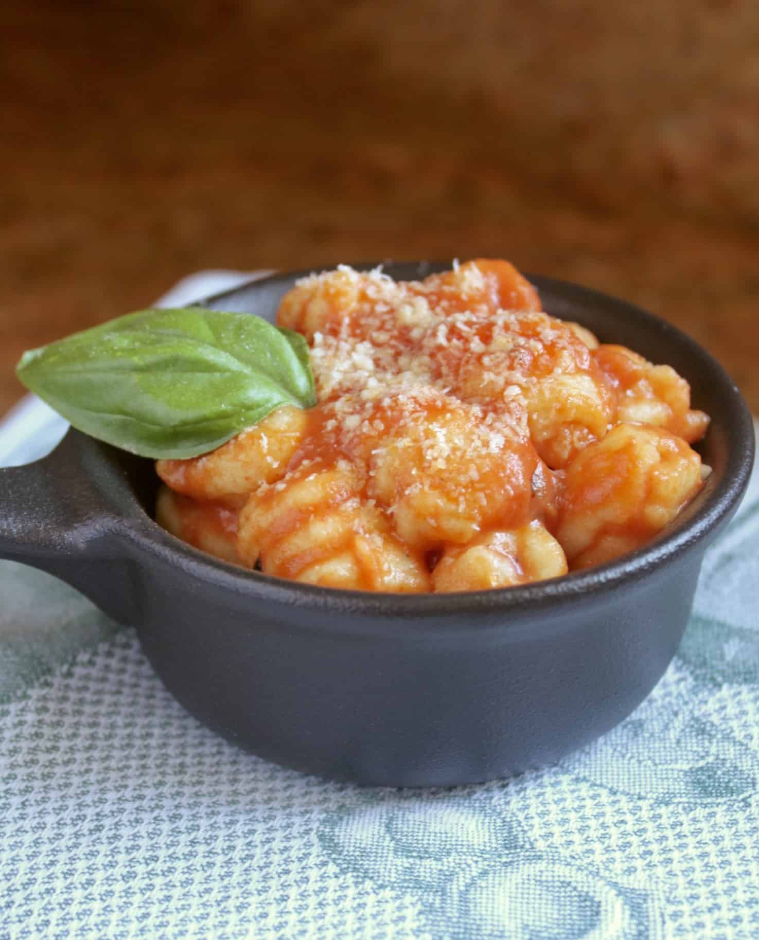 Potato gnocchi in a ramekin