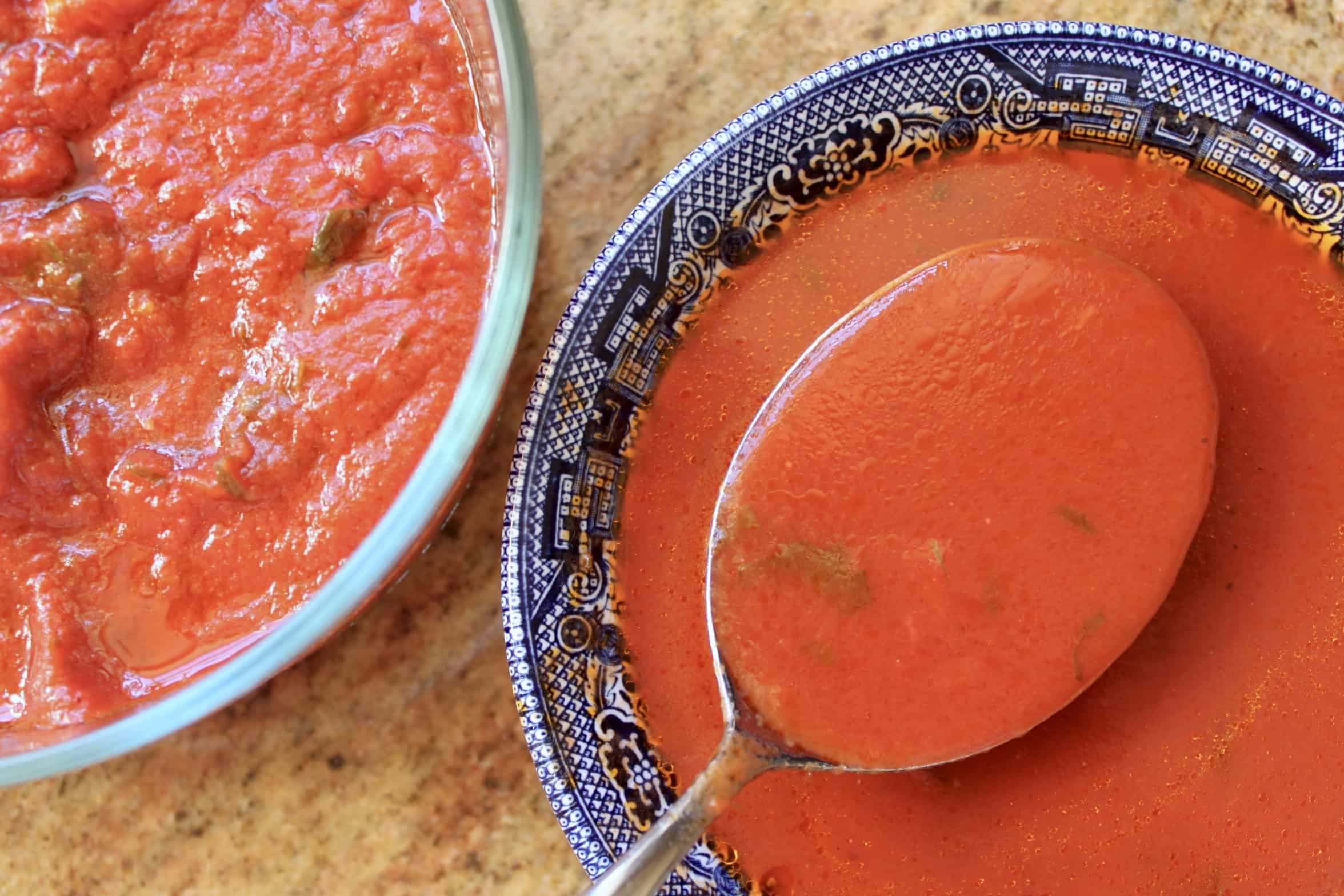 two bowls of pasta sauce two bowls of pasta sauce