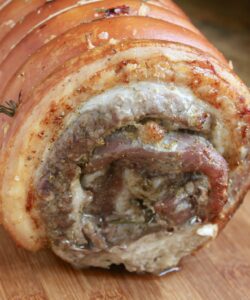 porchetta on a board