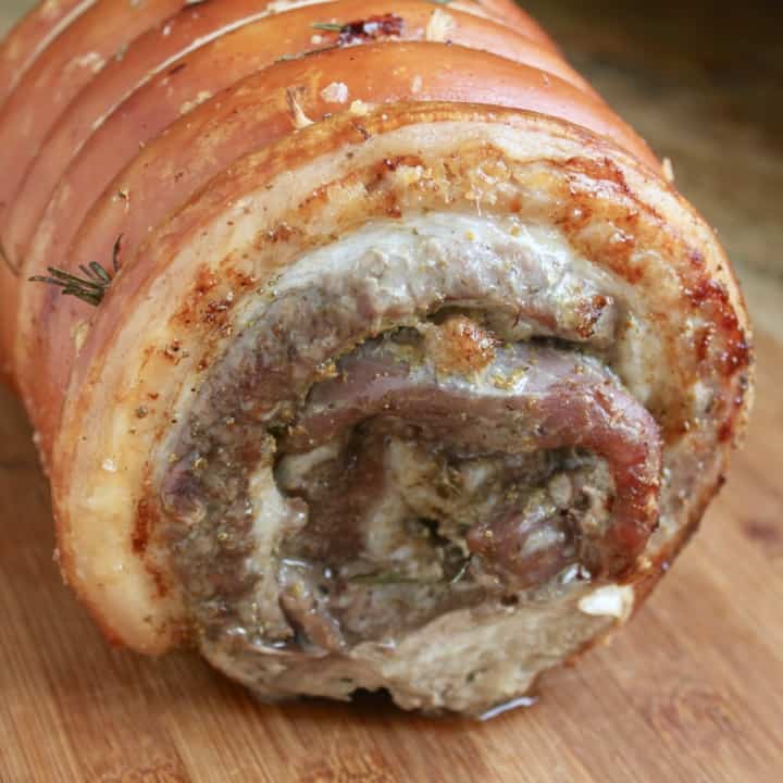 porchetta on a board