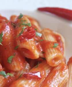 penne arrabbiata in a bowl