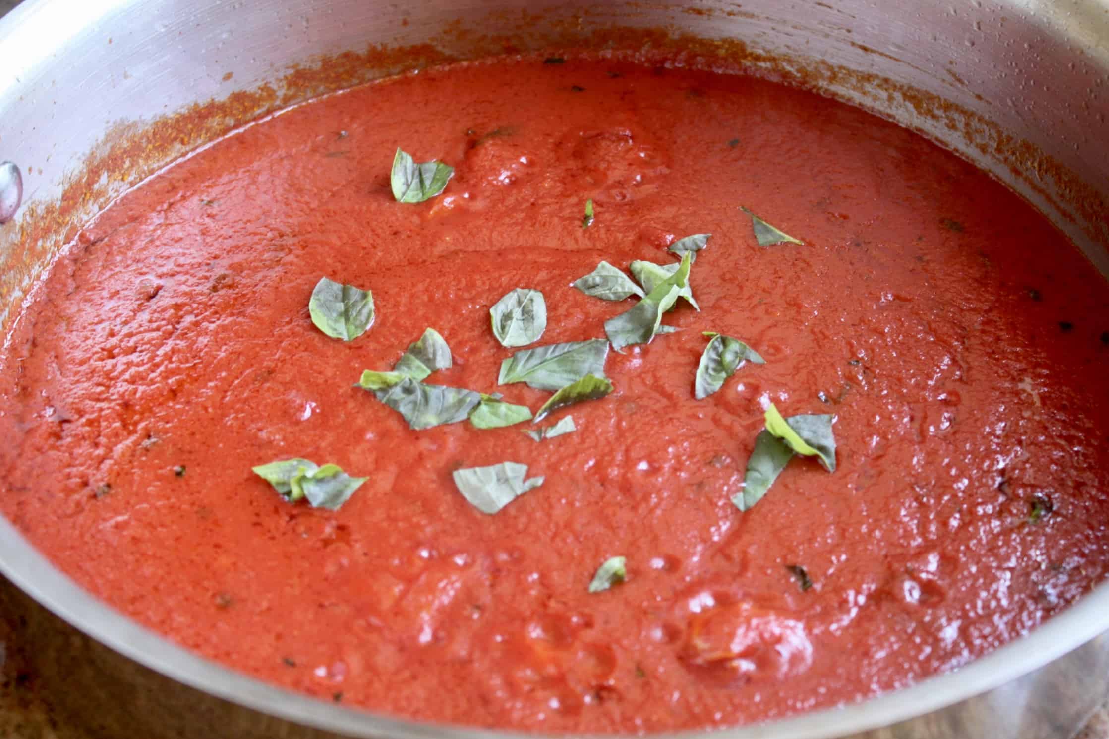 arrabbiata sauce with basil added