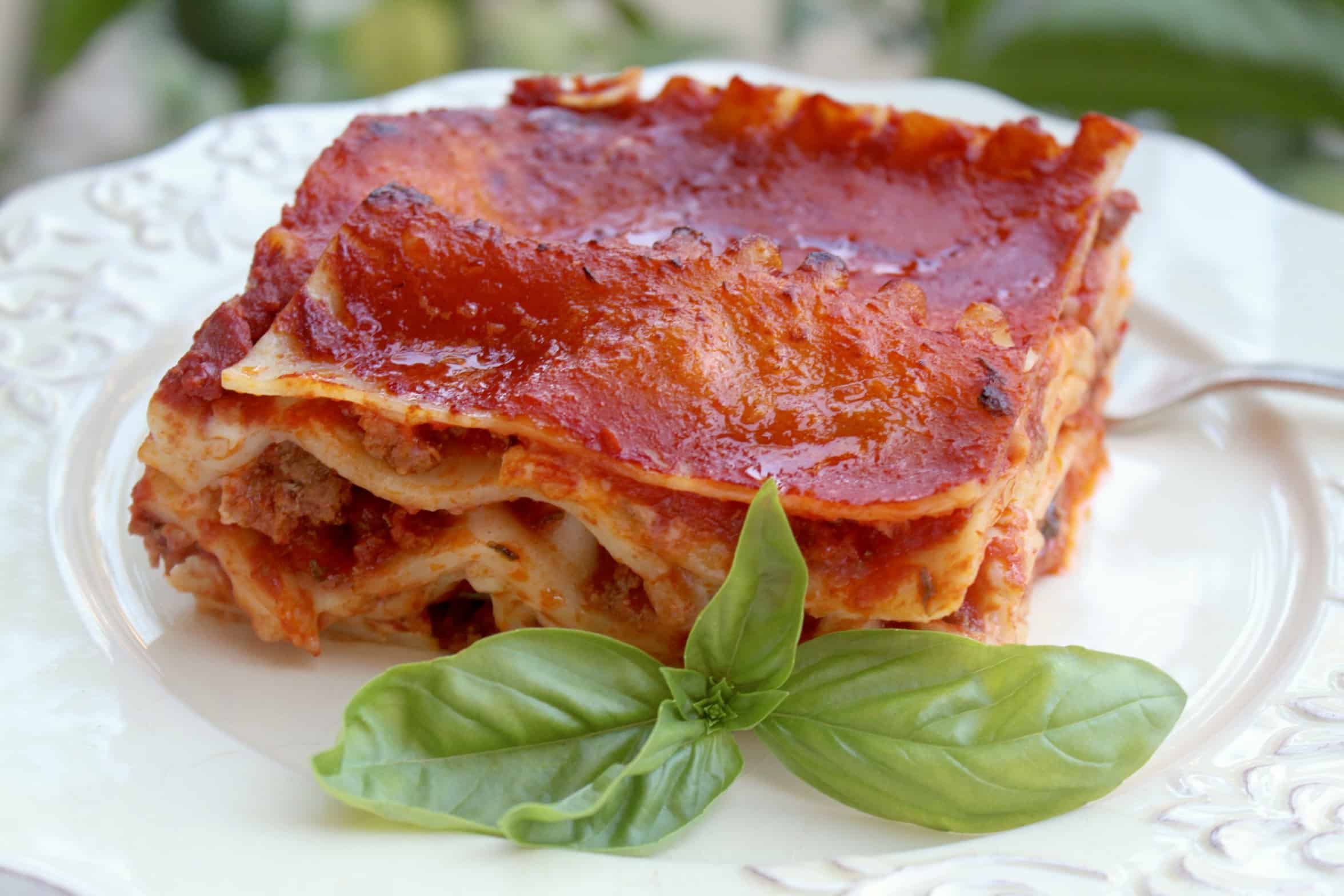 lasagna with basil