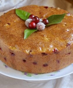 cranberry cake on a stand