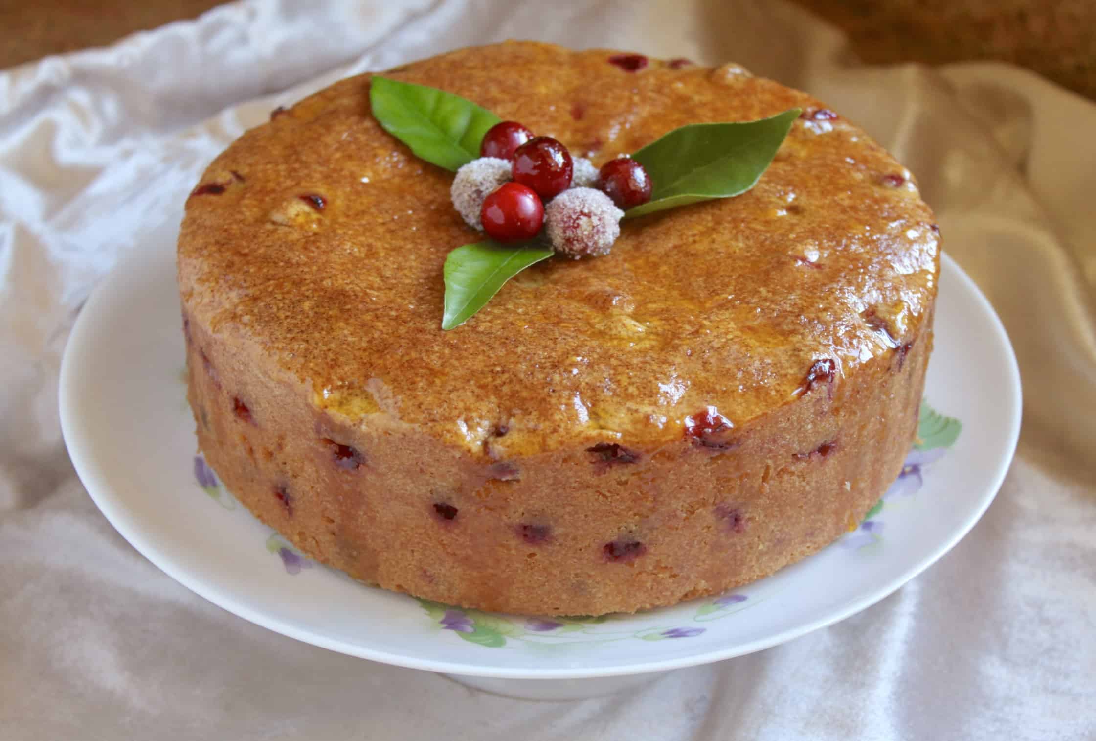 cranberry cake on a stand