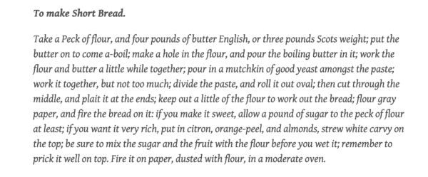 18th century shortbread recipe
