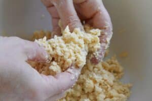 rubbing flour and butter together