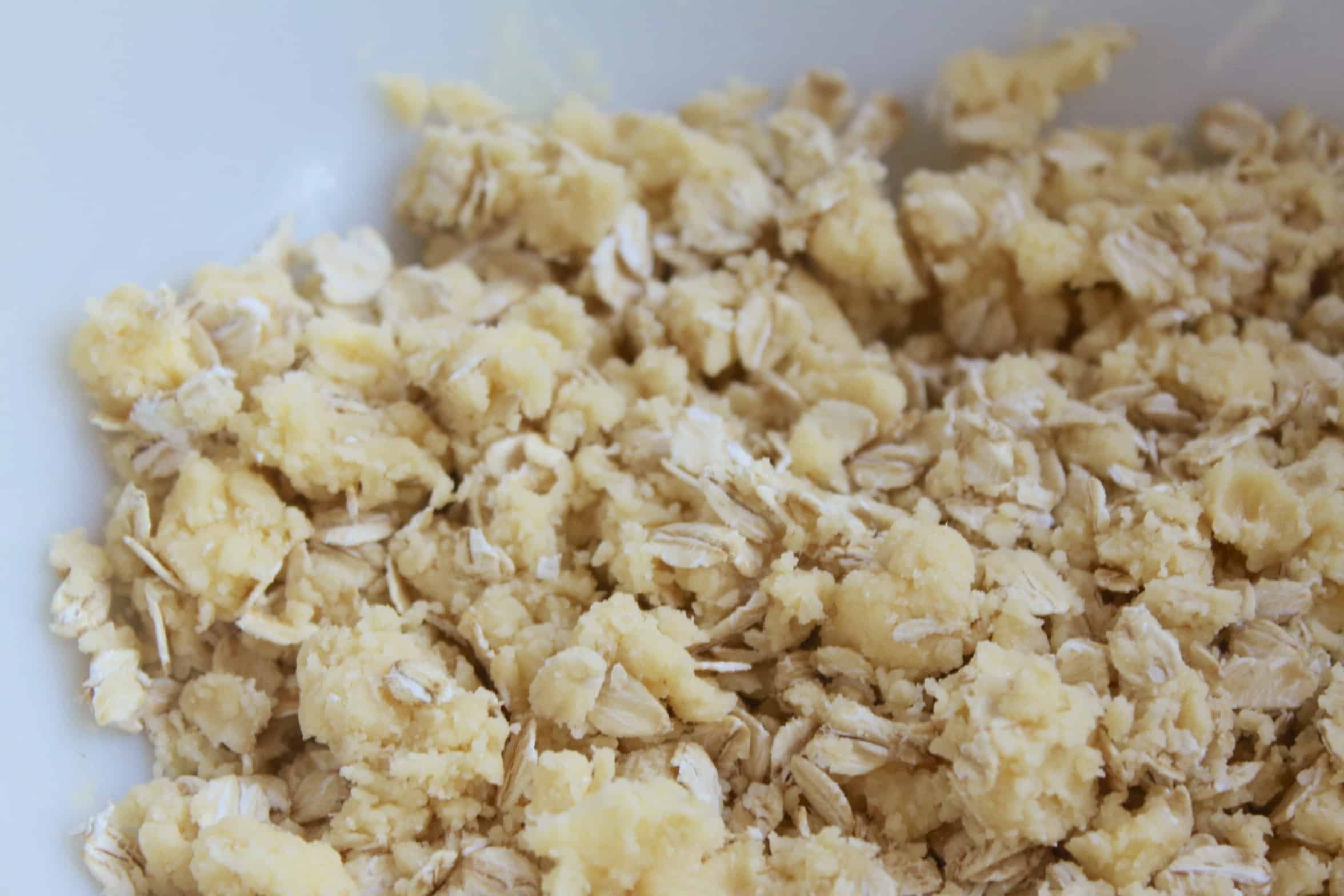 oats added to crumbled mixture