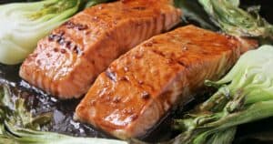 maple salmon with bok choy
