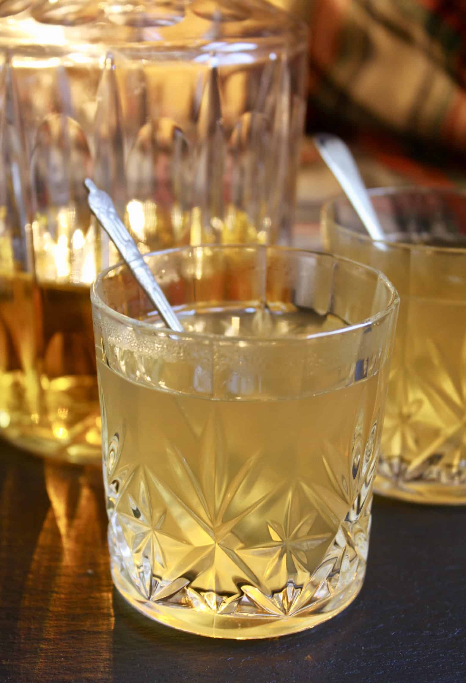 hot toddy in a crystal glass