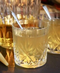 hot toddy in a crystal glass