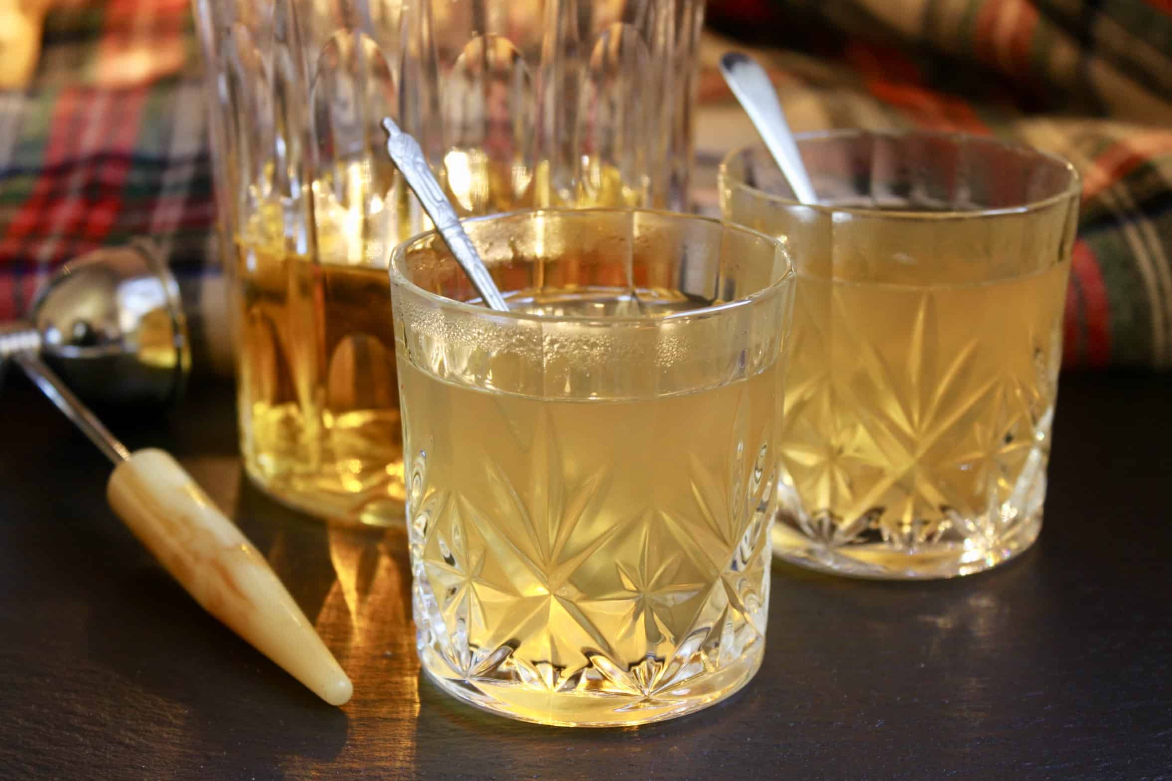 hot toddy in a crystal glass