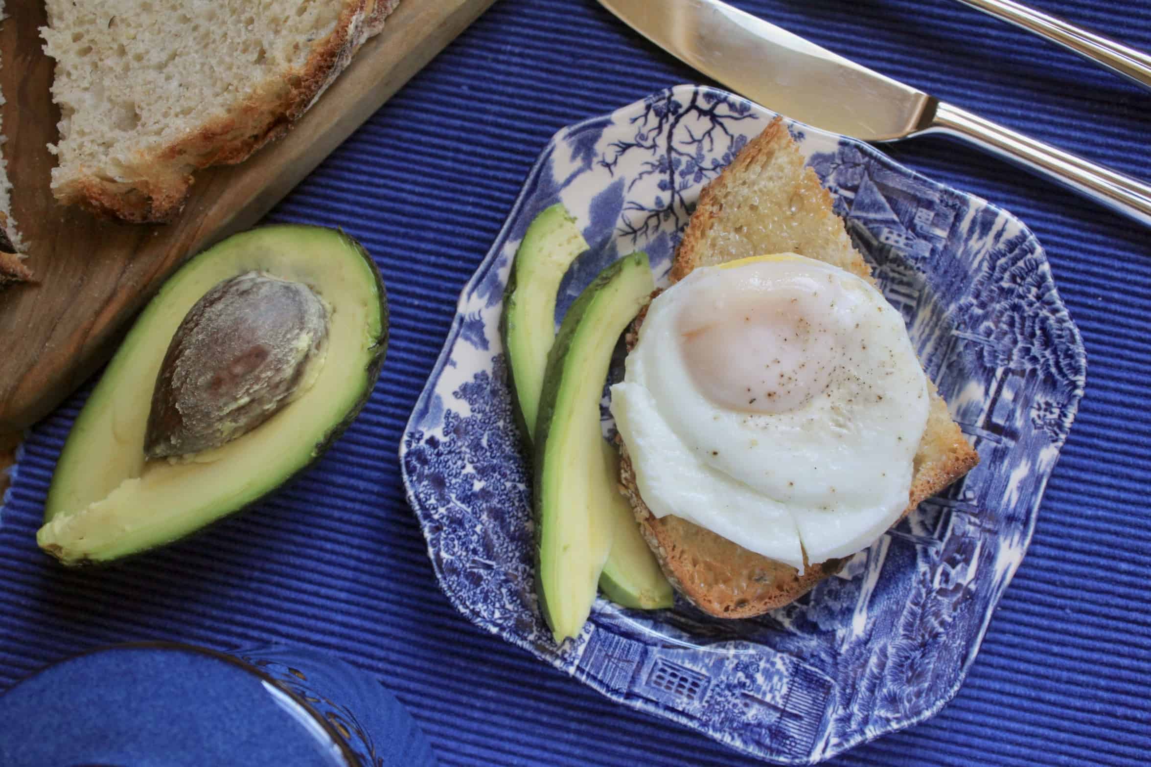 coddled egg on toast with avocado