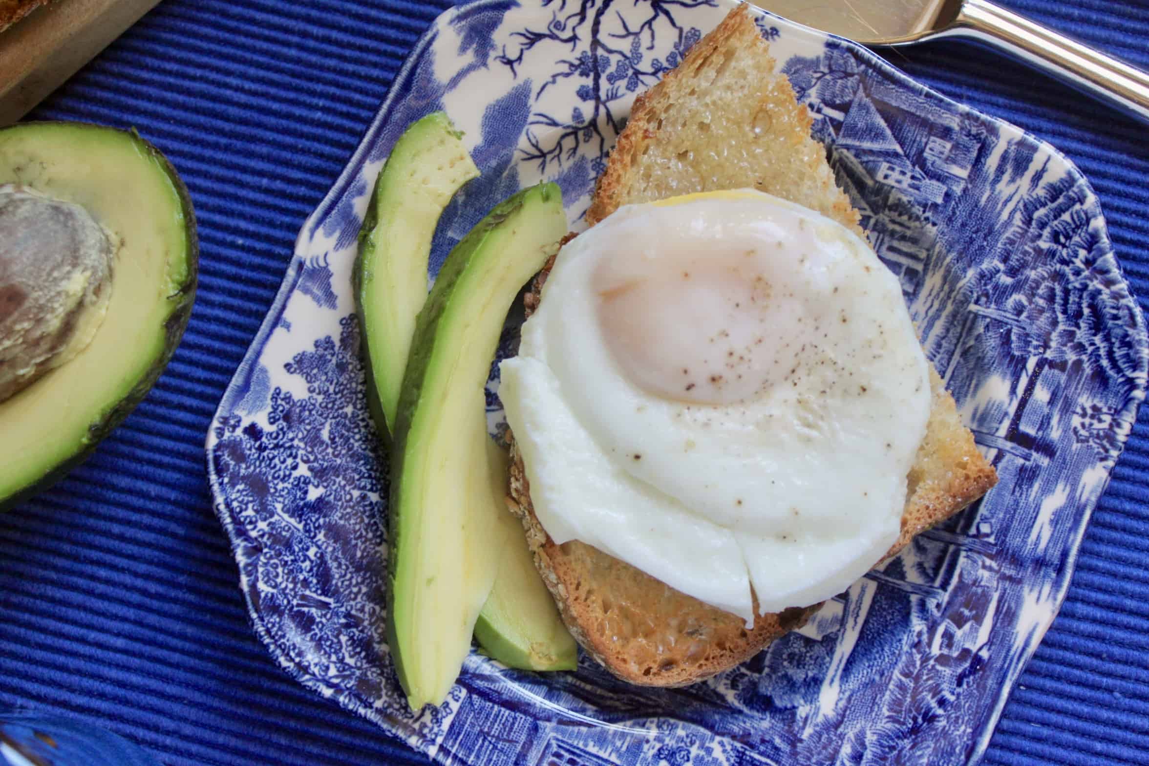 coddled egg on toast with avocado