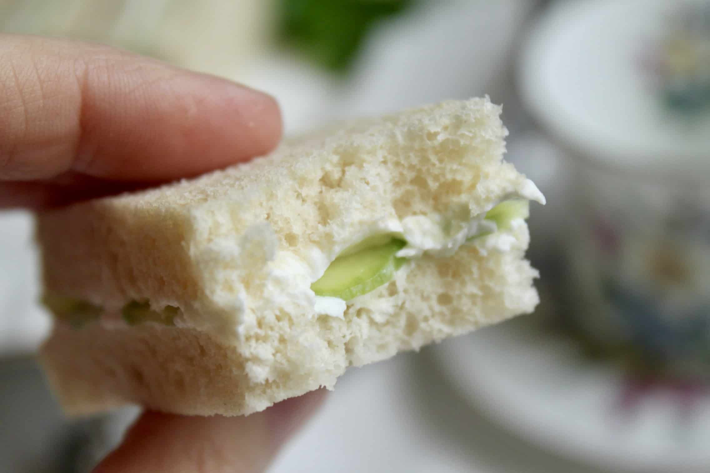 eating a cucumber sandwich