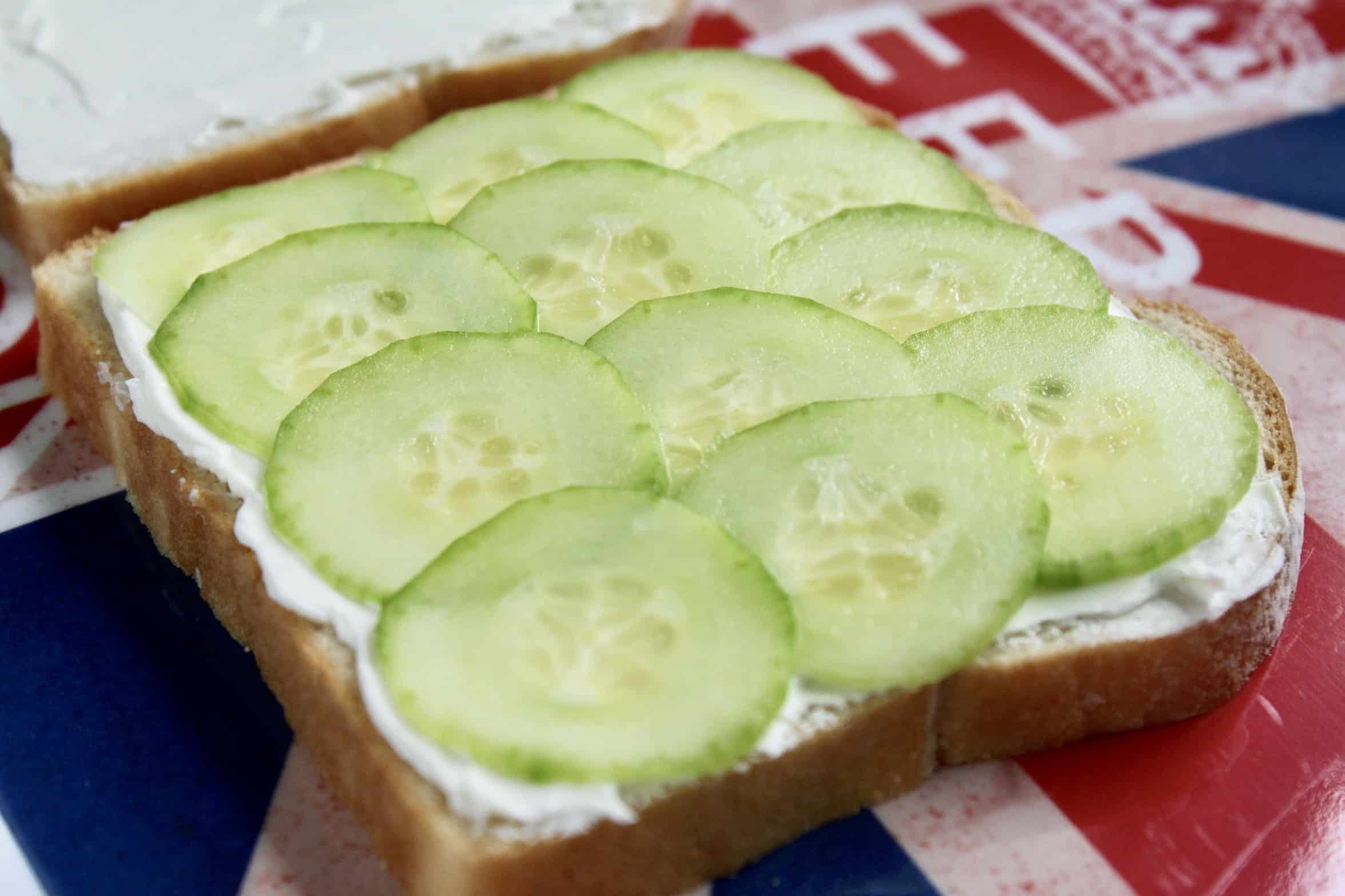 cucumber sandwich in the making