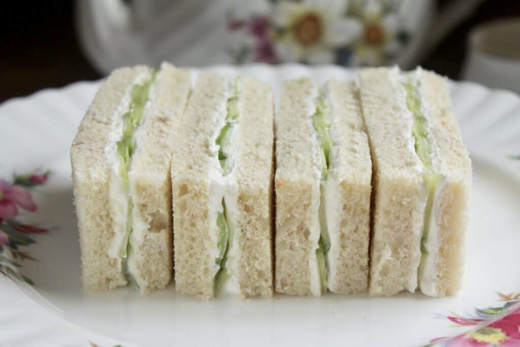 4 cucumber finger sandwiches