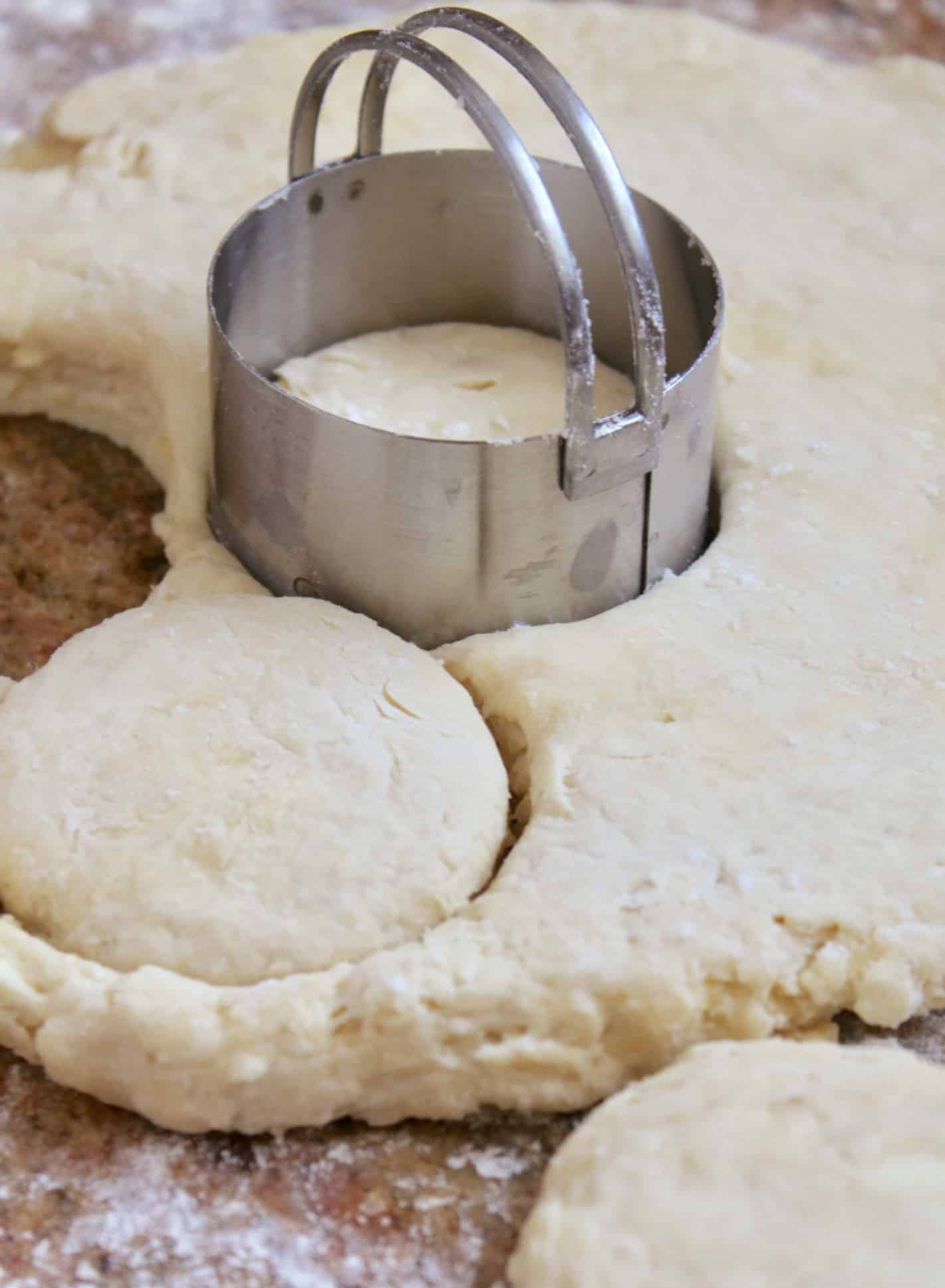 cutting savory parsnip scones dough