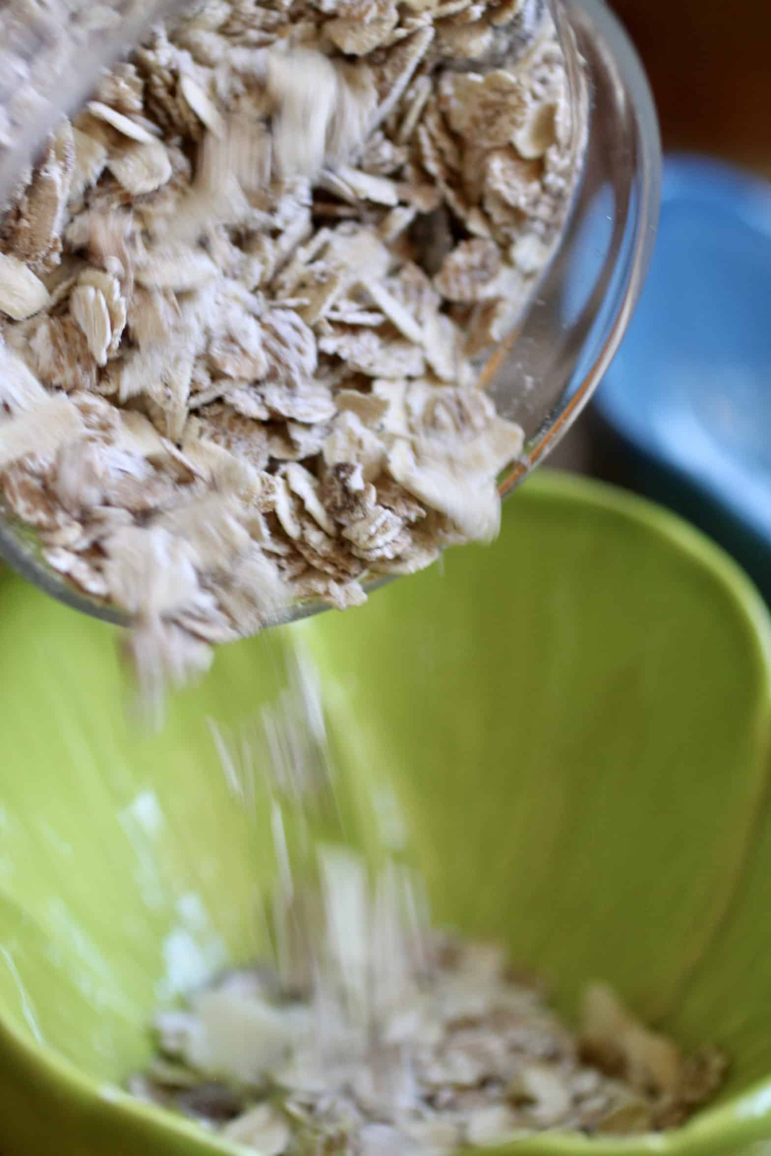 pouring muesli into a bowl