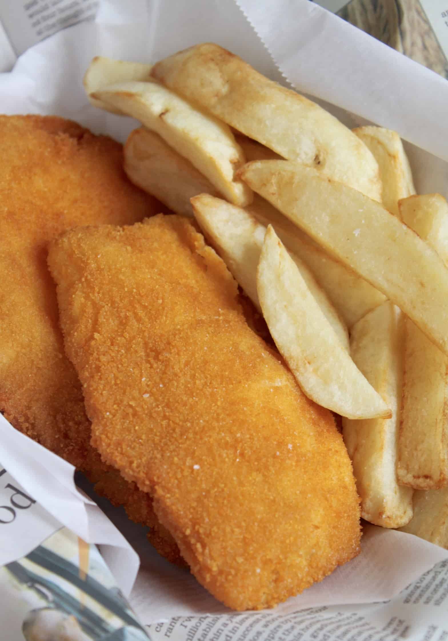 fish and chips in newspaper