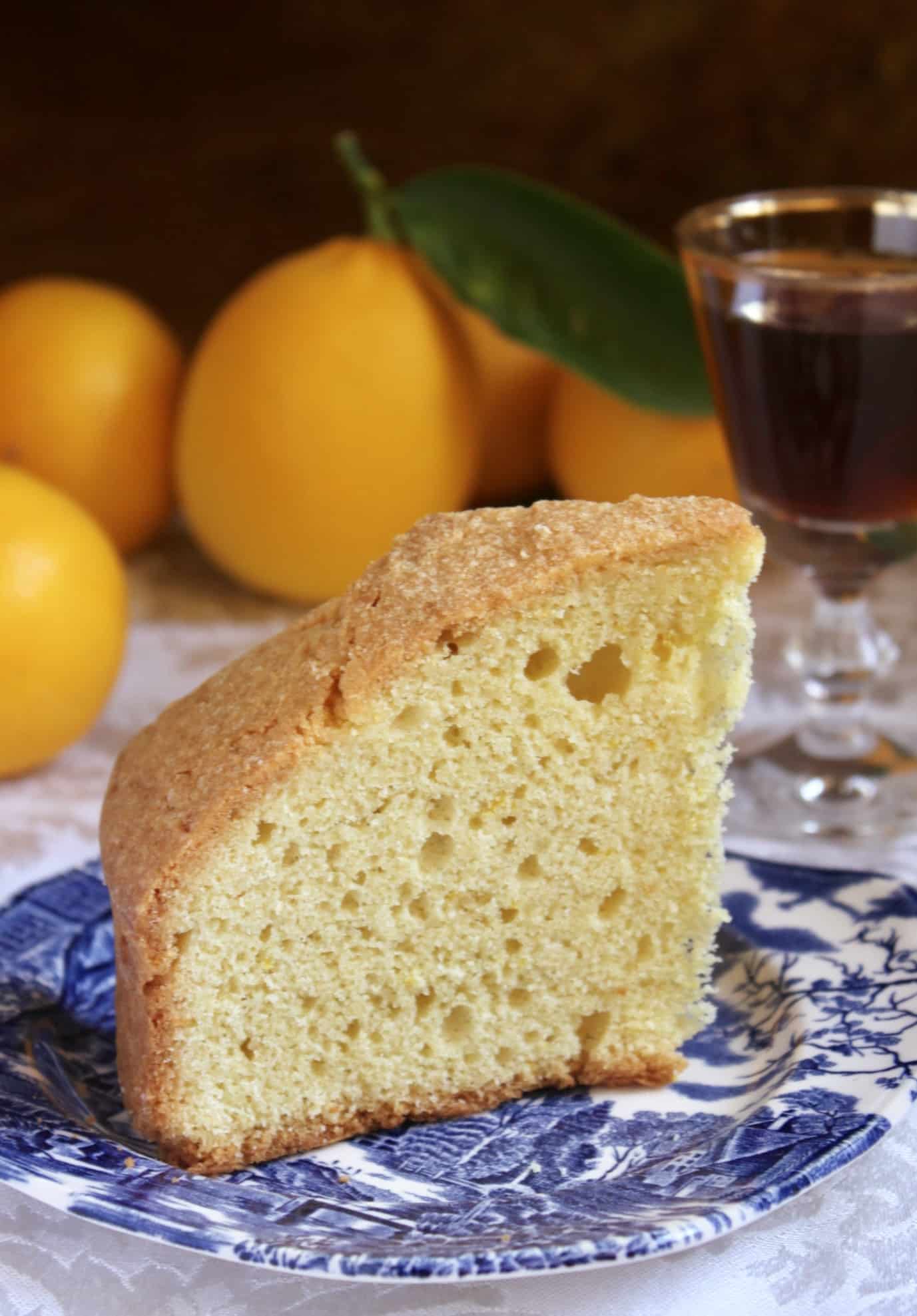 Madeira cake with glass of Madeira wine