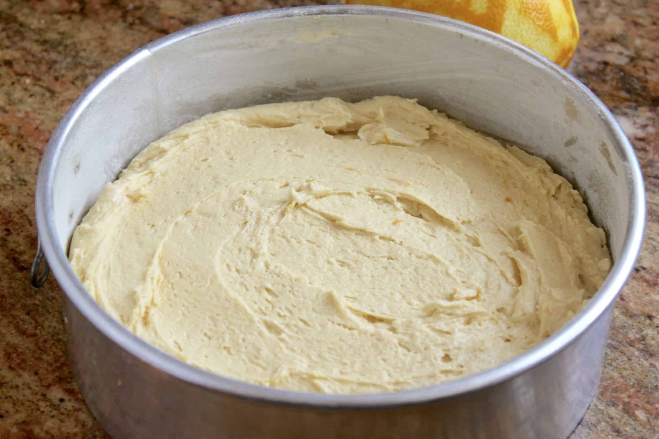 batter in springform pan ready for the oven