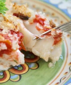 Oven baked fish on a plate