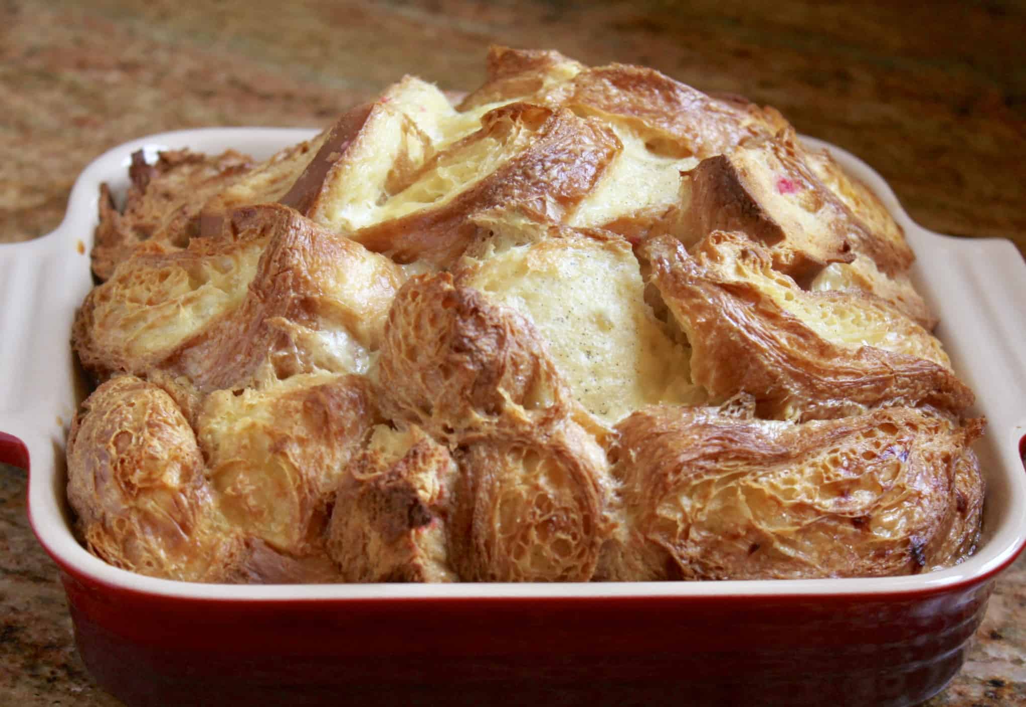 custard bread pudding out of the oven