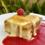 Custard Bread Pudding with Raspberry Coulis
