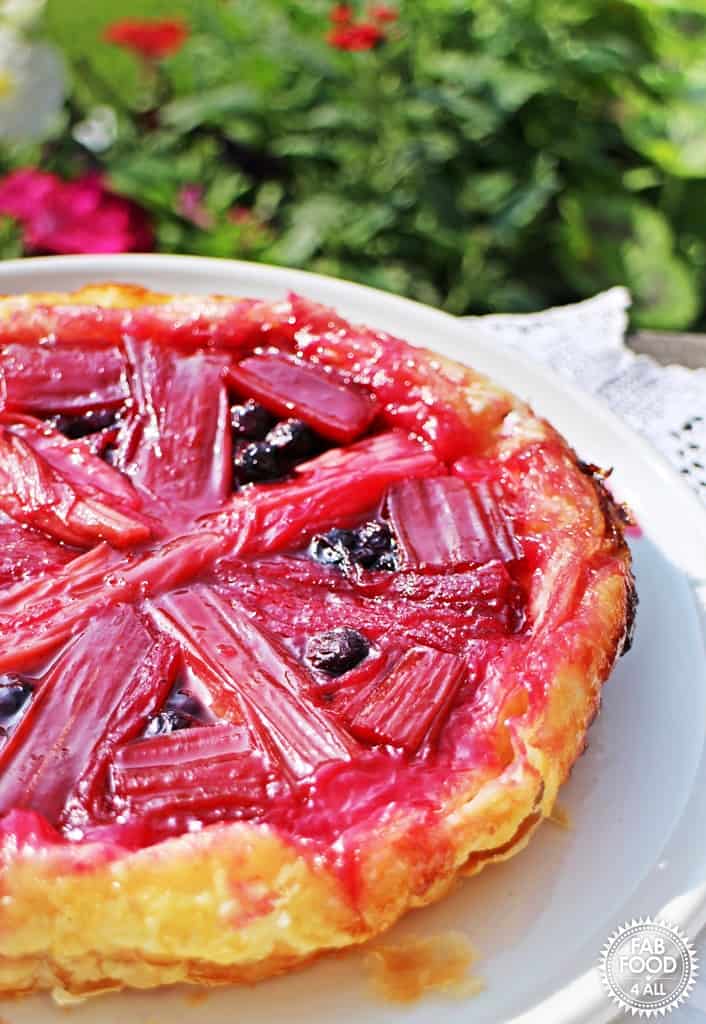 rhubarb and blueberry tarte tatin