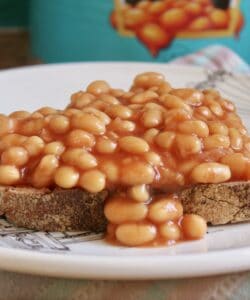 Beans on toast on a plate