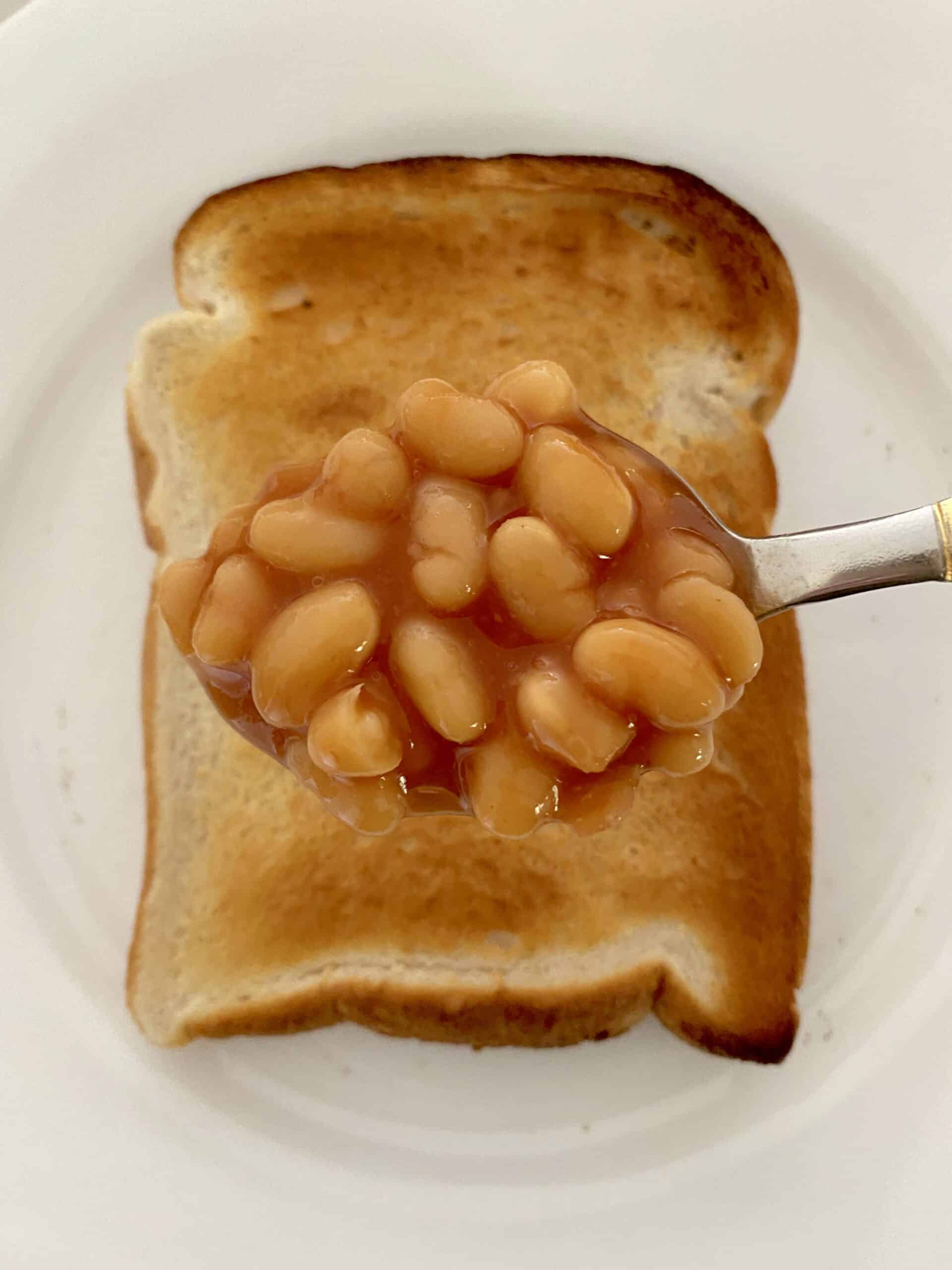 putting beans on the toast