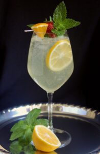 limoncello cocktail on a silver tray