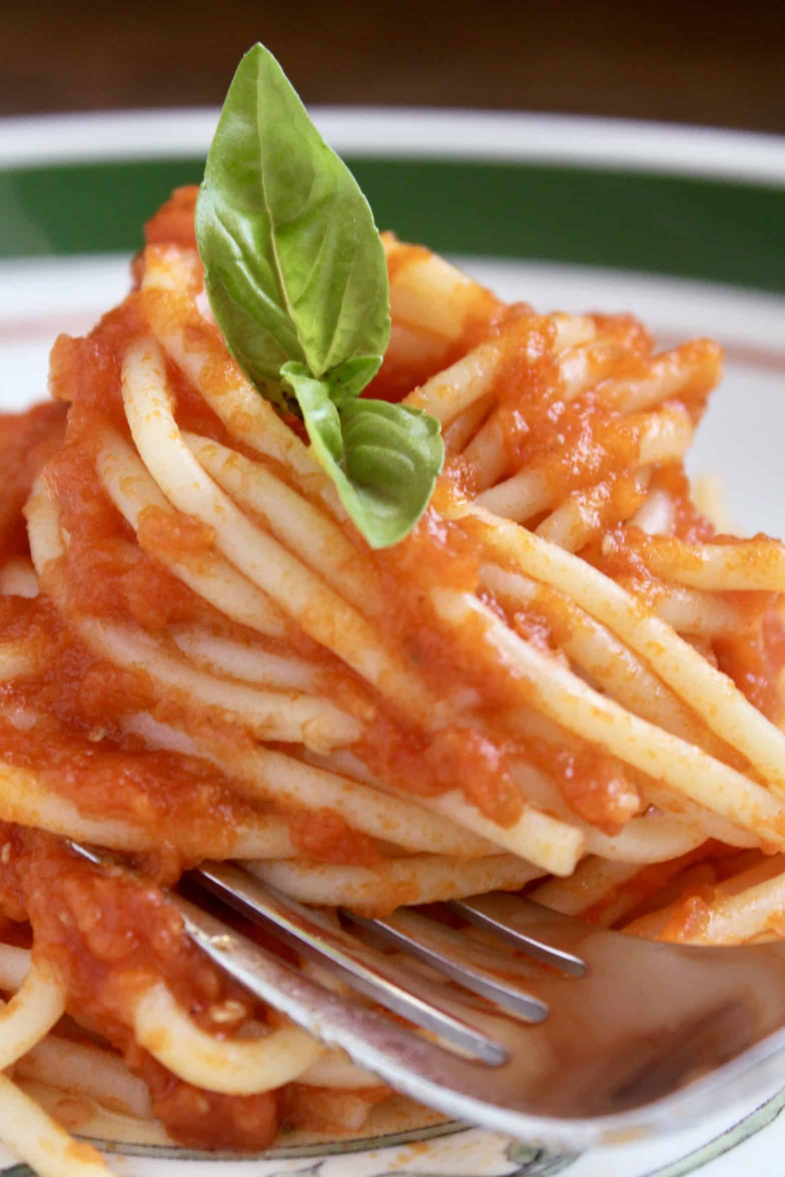 spaghetti with sauce made using this fresh tomato sauce recipe 