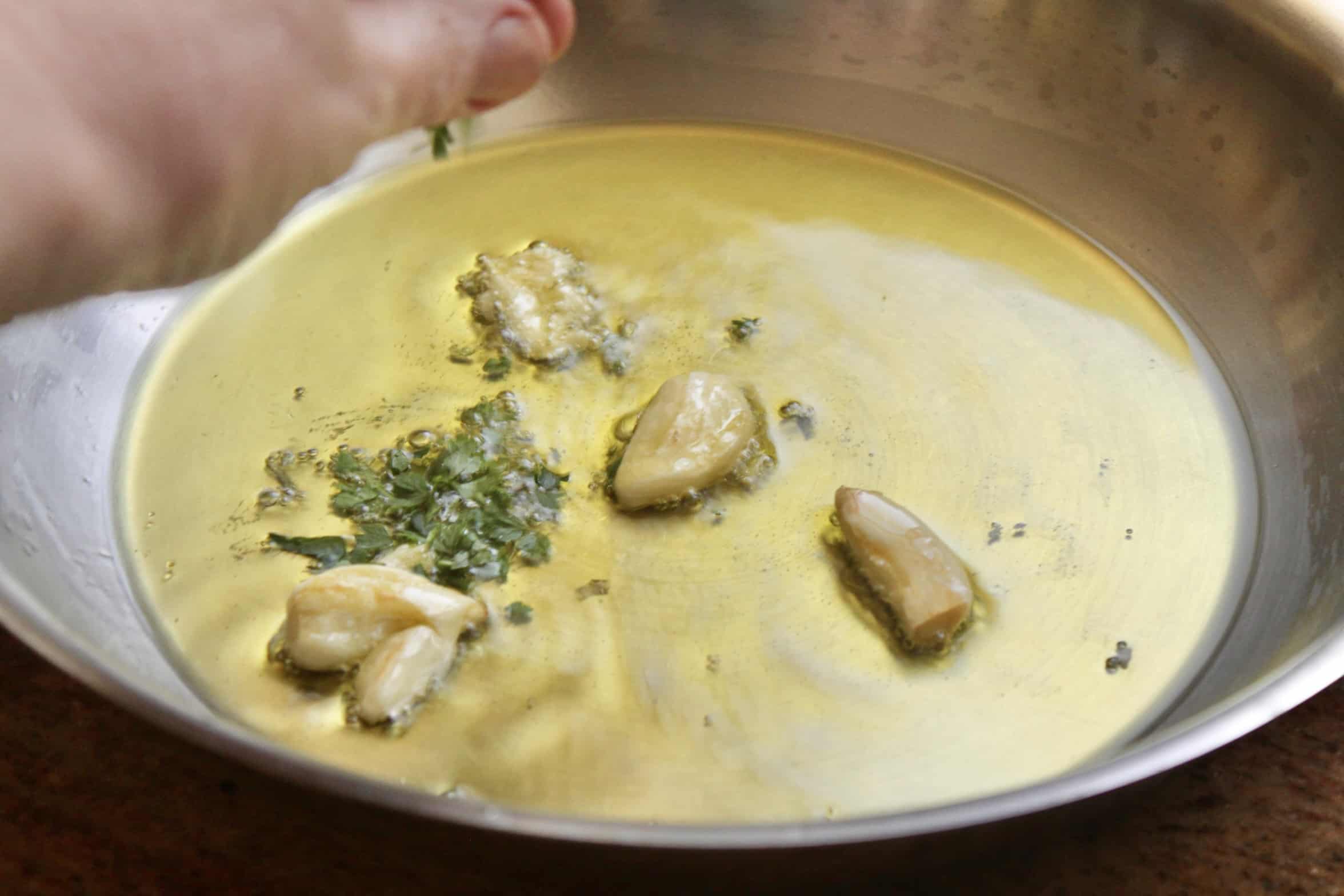 frying garlic and parsley