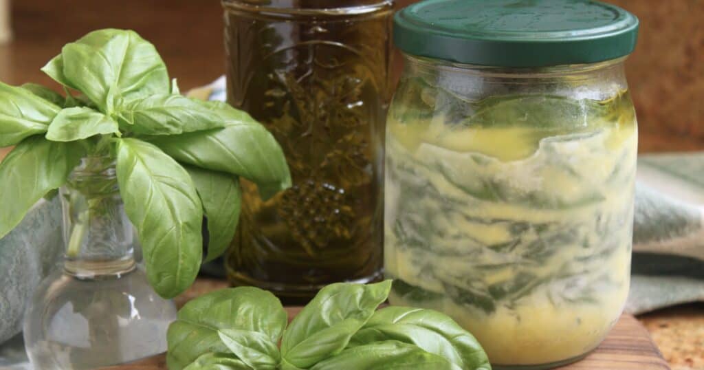 frozen basil under oil