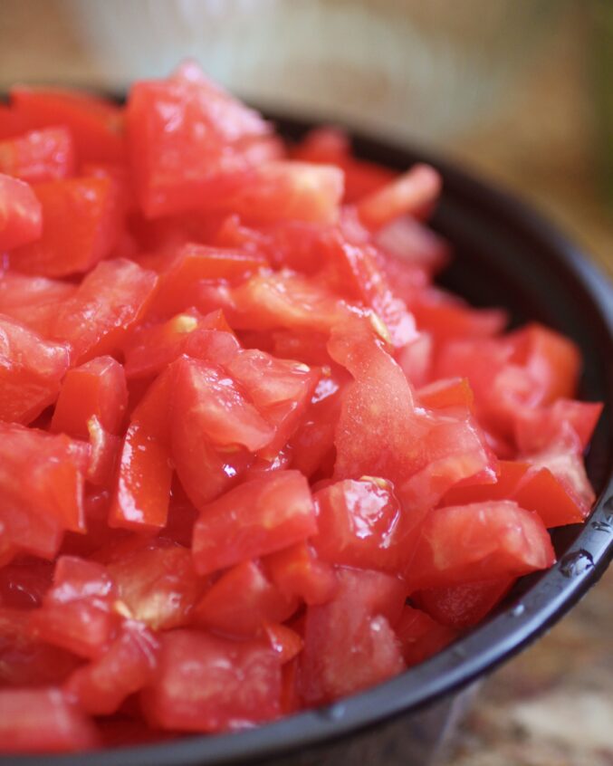 chopped tomatoes in a bowl