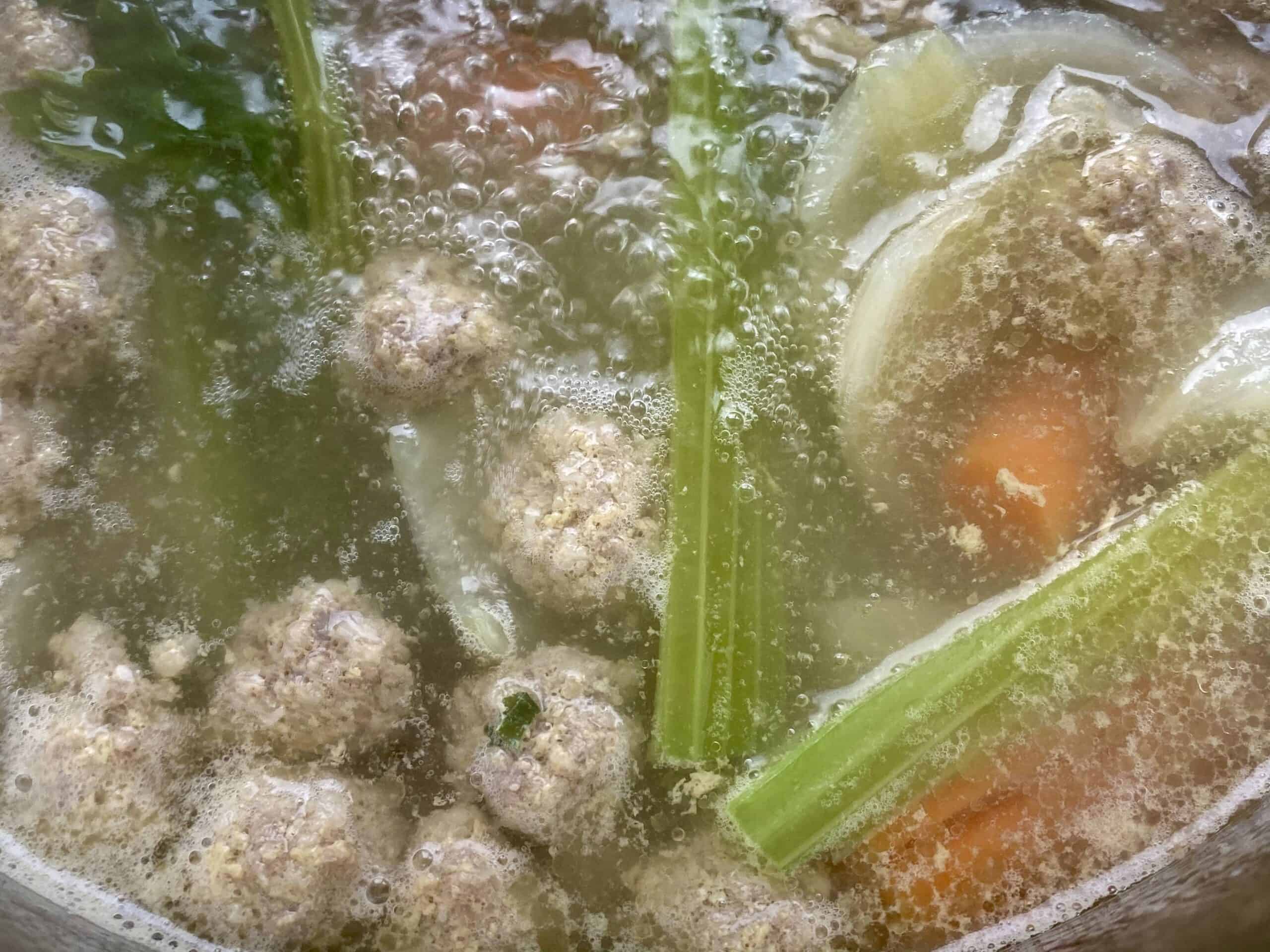 meatballs floating in broth