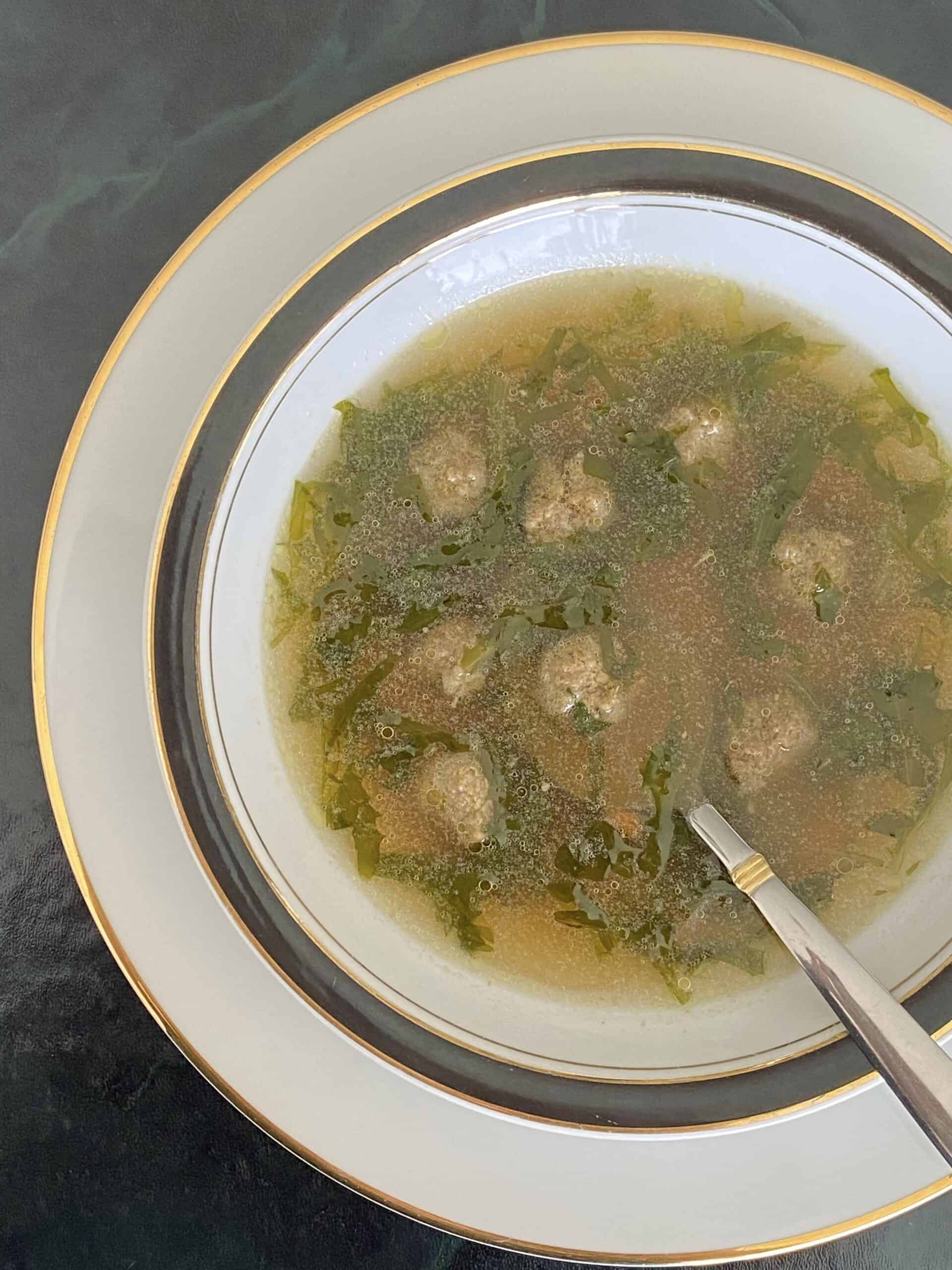 overhead Italian wedding soup