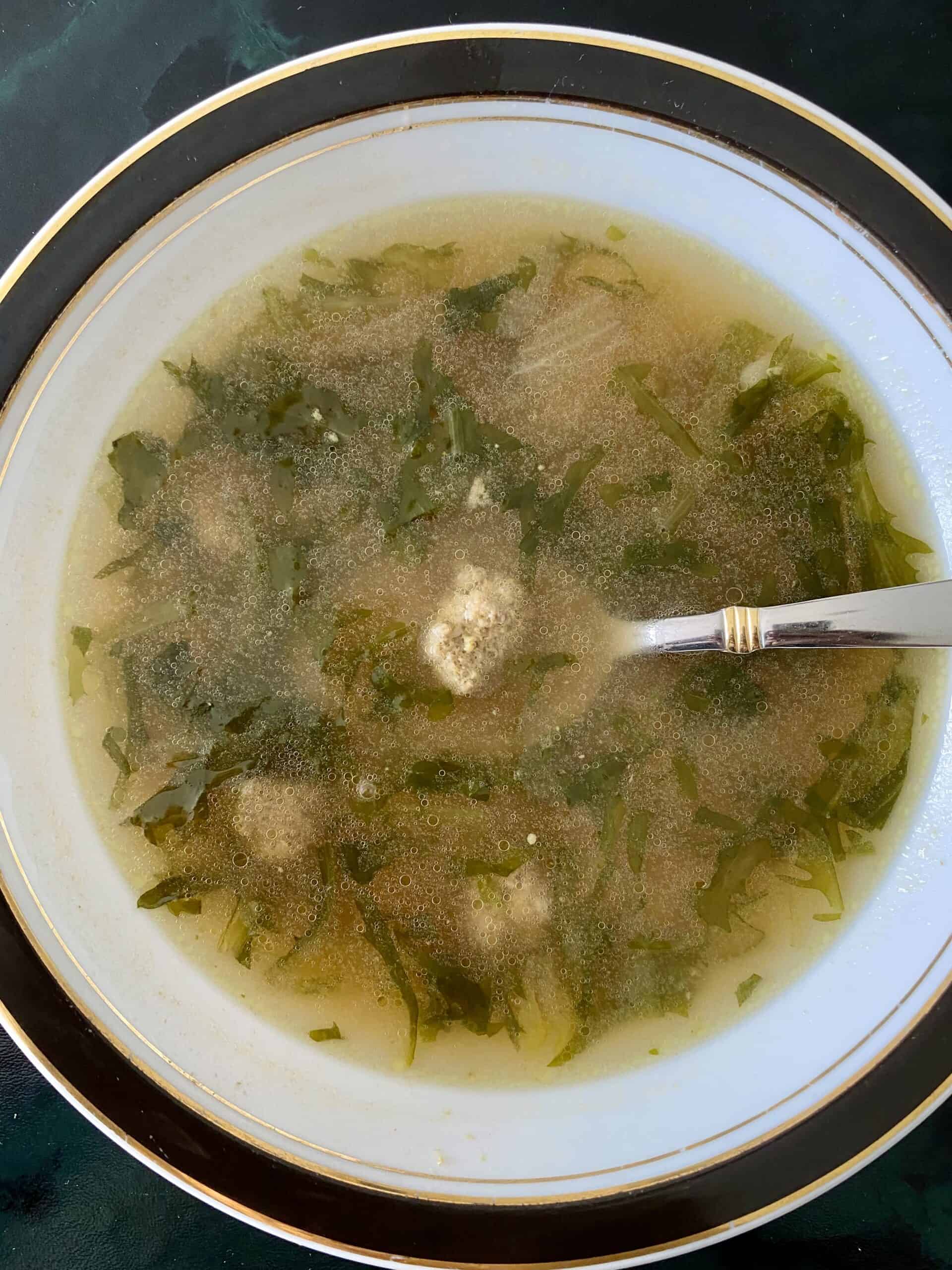 bowl of meatball soup