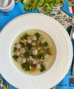 wedding soup in a bowl overhead