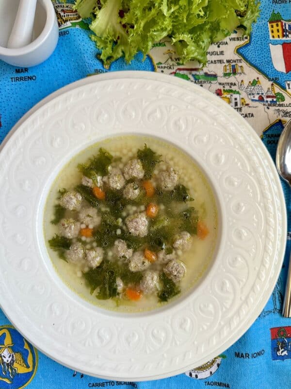wedding soup in a bowl overhead
