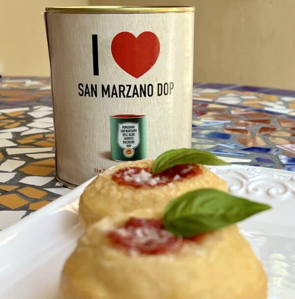 San Marzano DOP can and pizza donuts