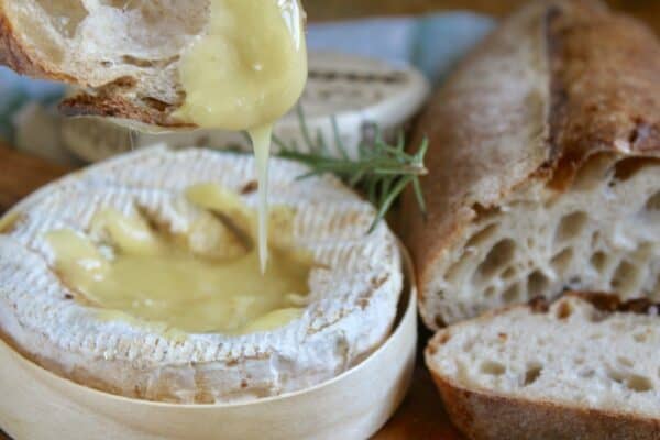 gooey melted Camembert and bread