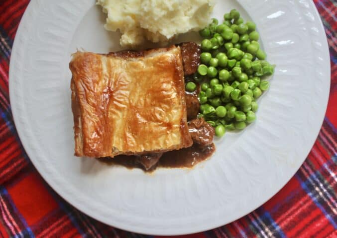 Scottish steak pie overhead