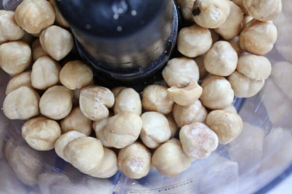 hazelnuts in food processor